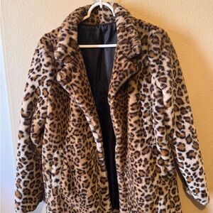 Leopard Print Faux Fur Coat